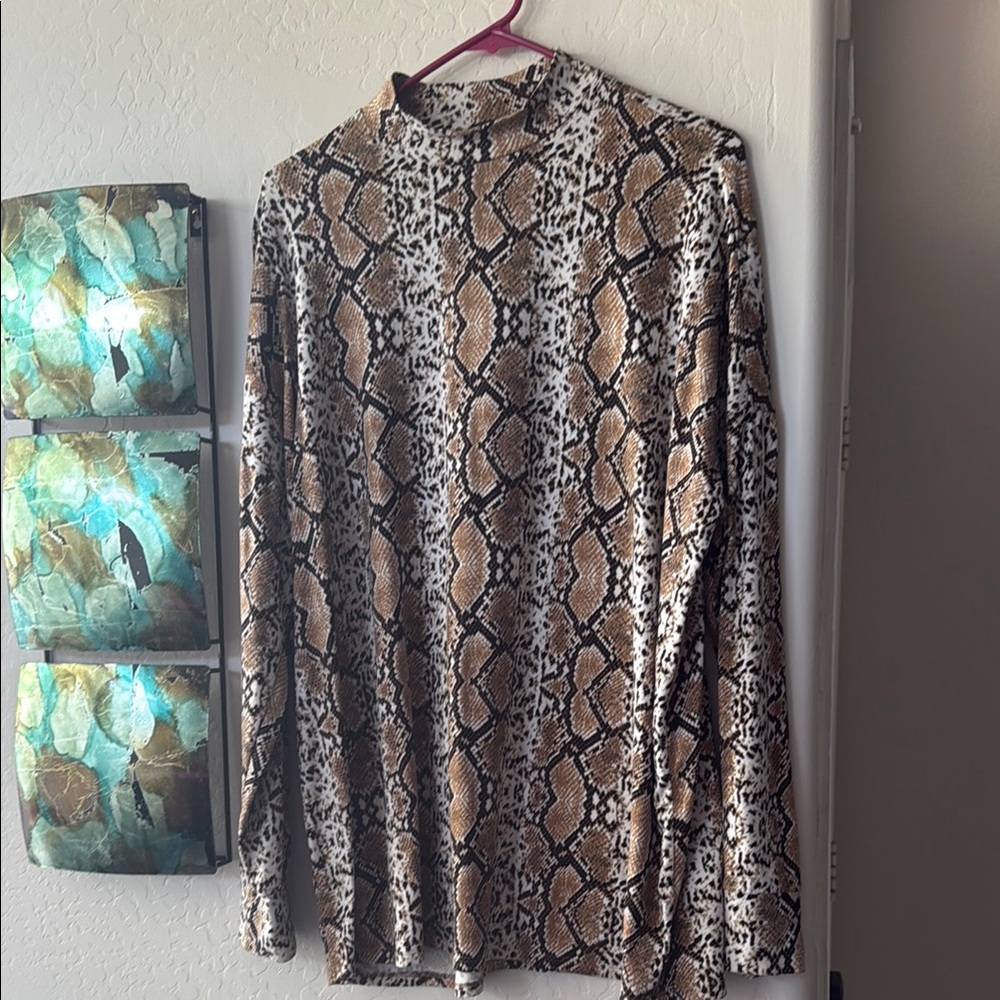 Snake Print Long Sleeve Top and Bottoms